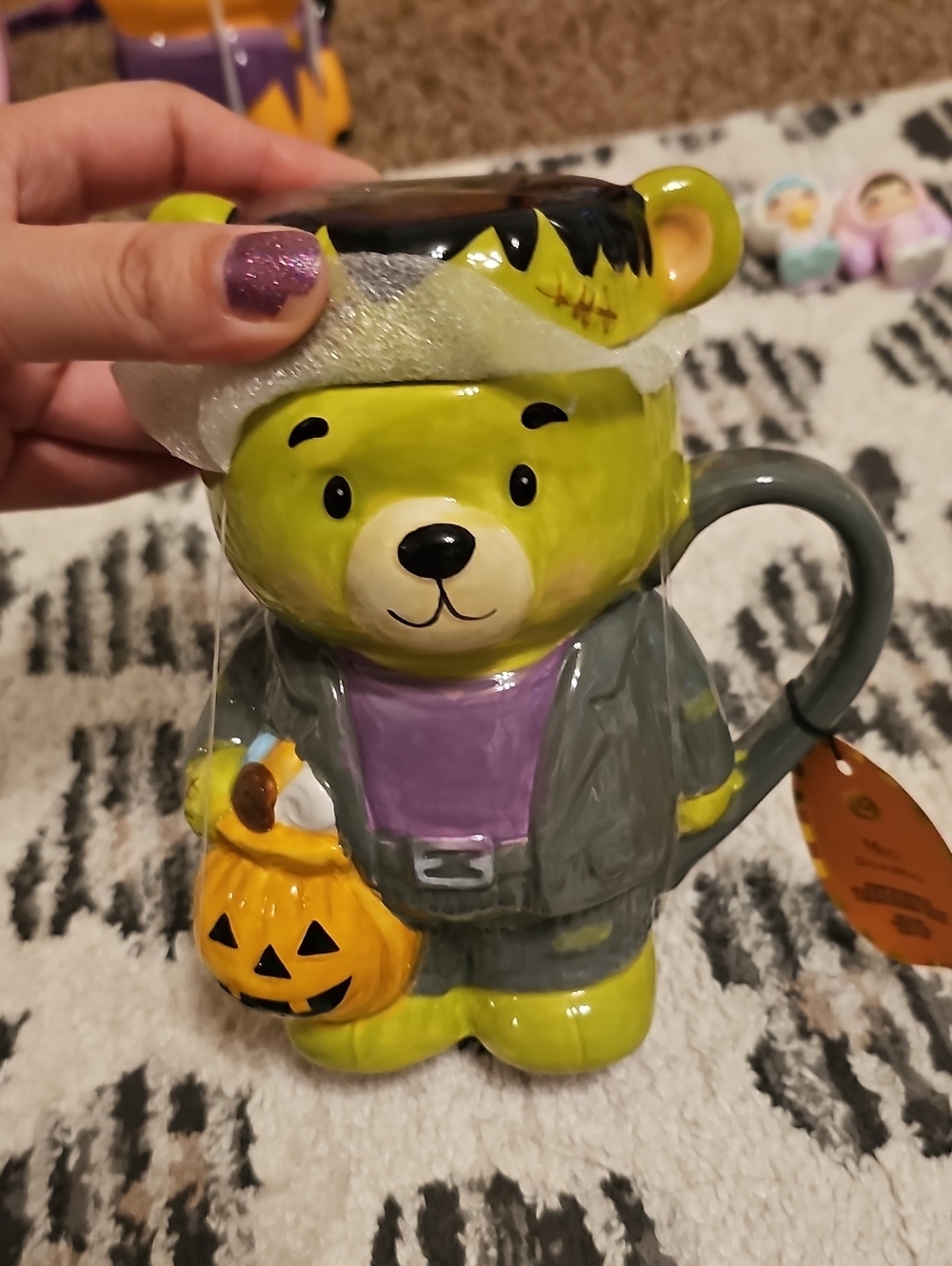 Frankenstein Bear Mug Haunted Halloween Pumpkin Ceramic New W Lid